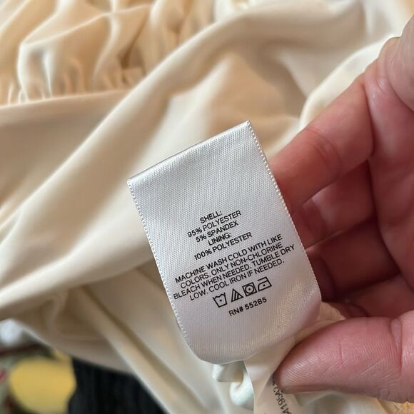 Express Cream SMOOTH MATTE JERSEY DRAPED FRONT TOP, size XS - Picture 8 of 9